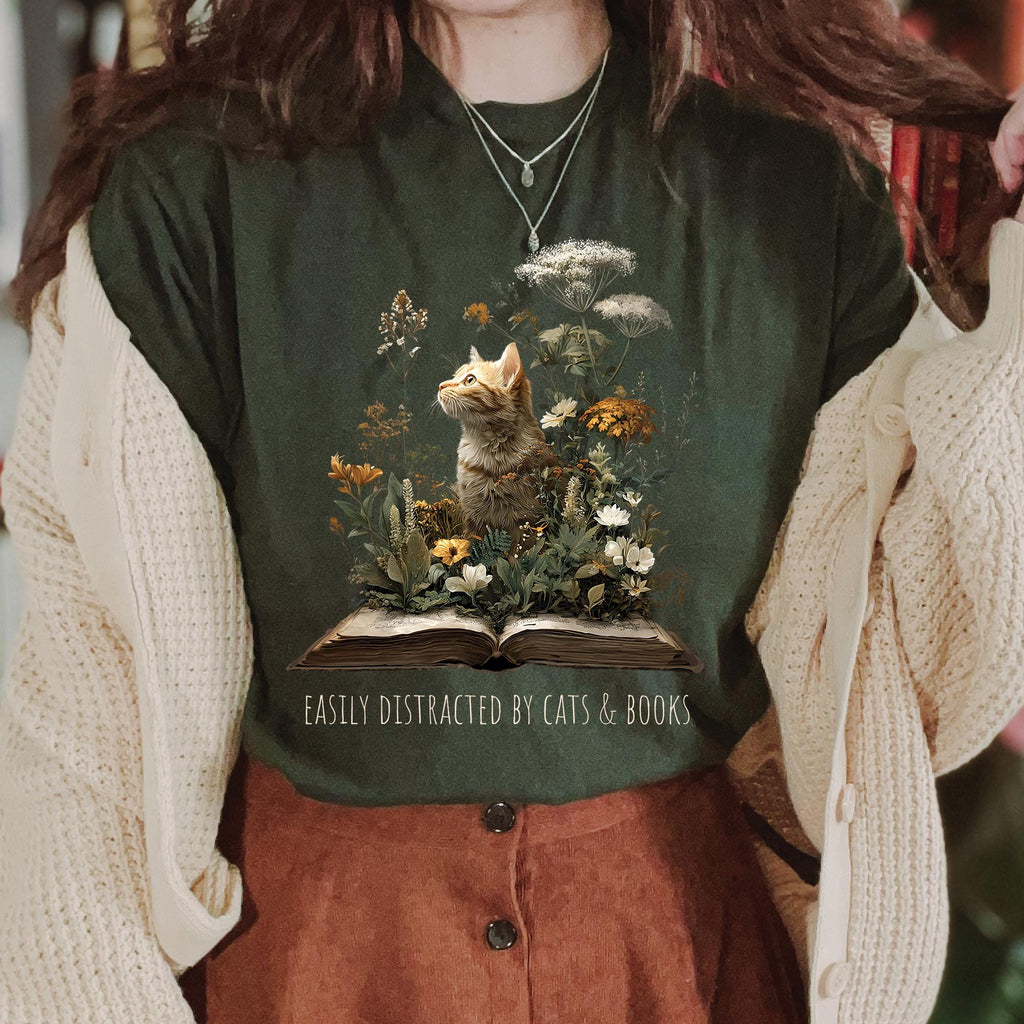 Cat & Book Lover T-Shirt