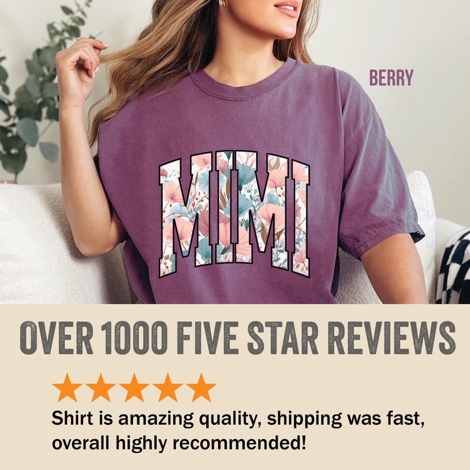 Mimi Grandma Floral Comfort Colors T-Shirt