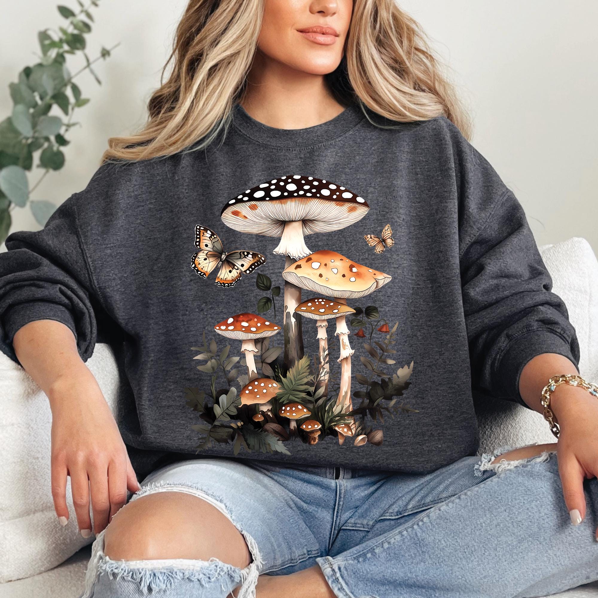 Cottagecore Butterfly Mushrooms Sweatshirt