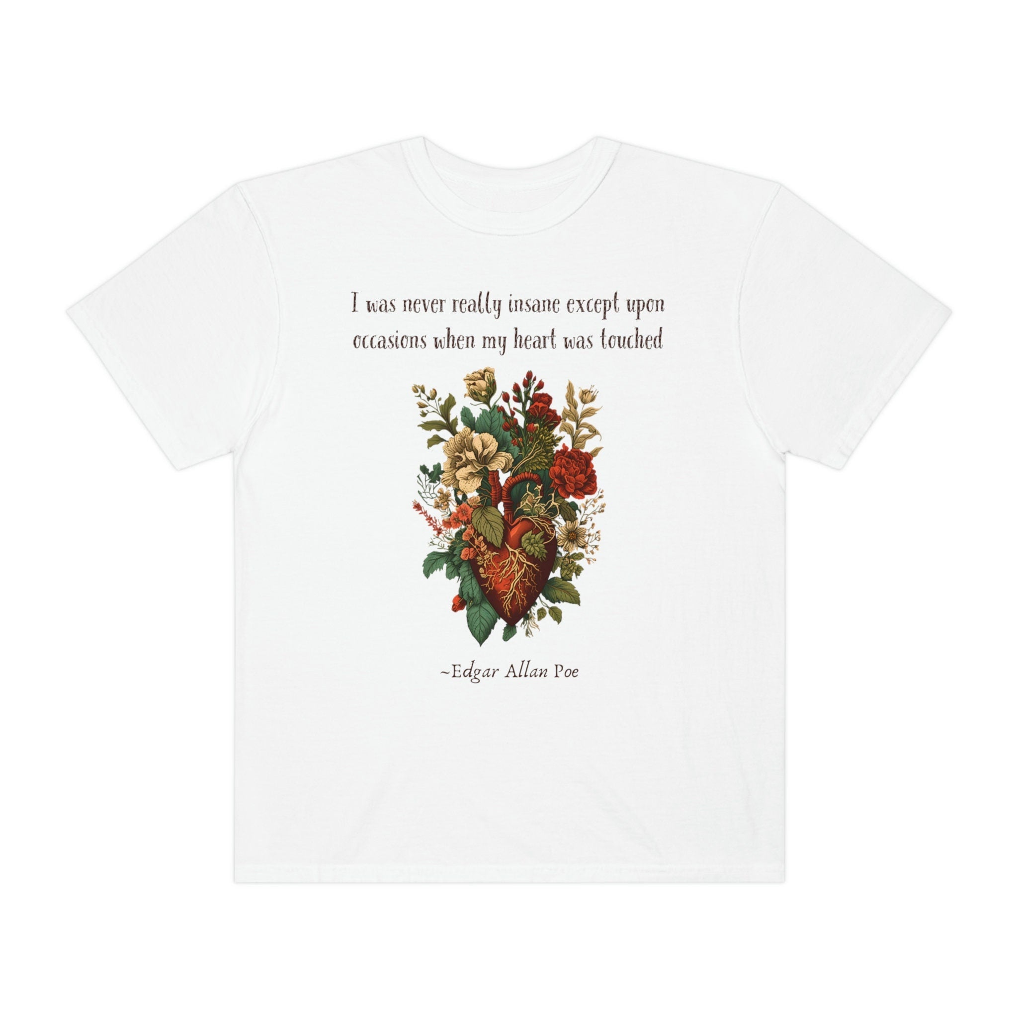 Edgar Allan Poe Floral Heart Shirt