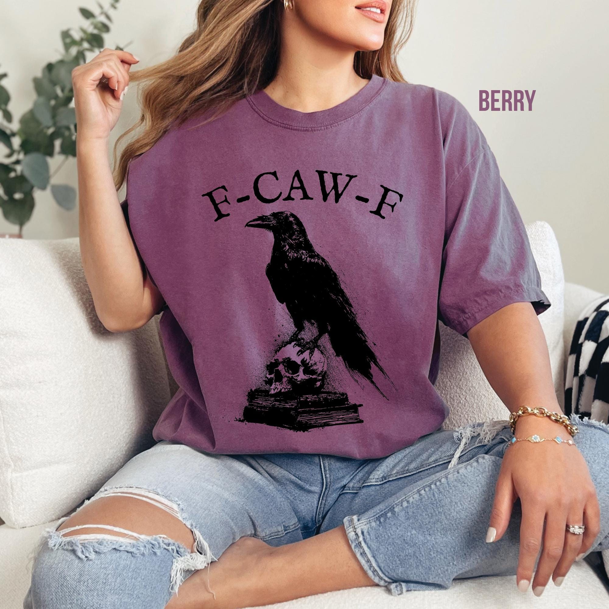 F-Caw-F Funny Sarcastic Gothic Skull Crow T-Shirt