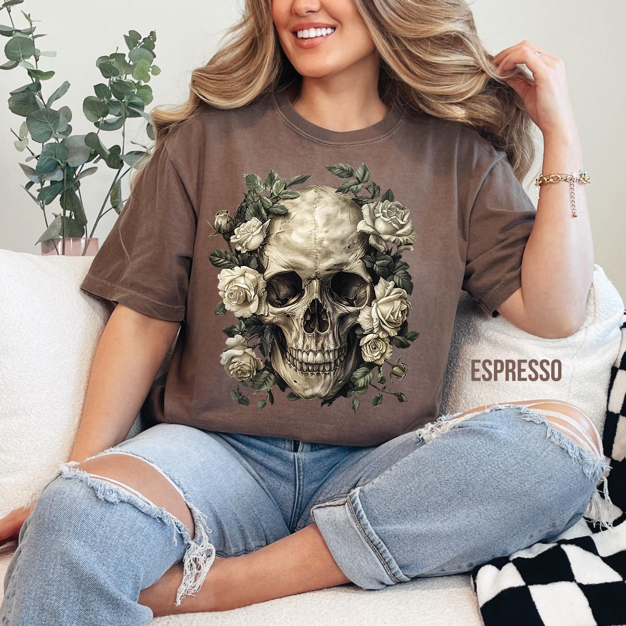 Vintage Skull Roses T- Shirt