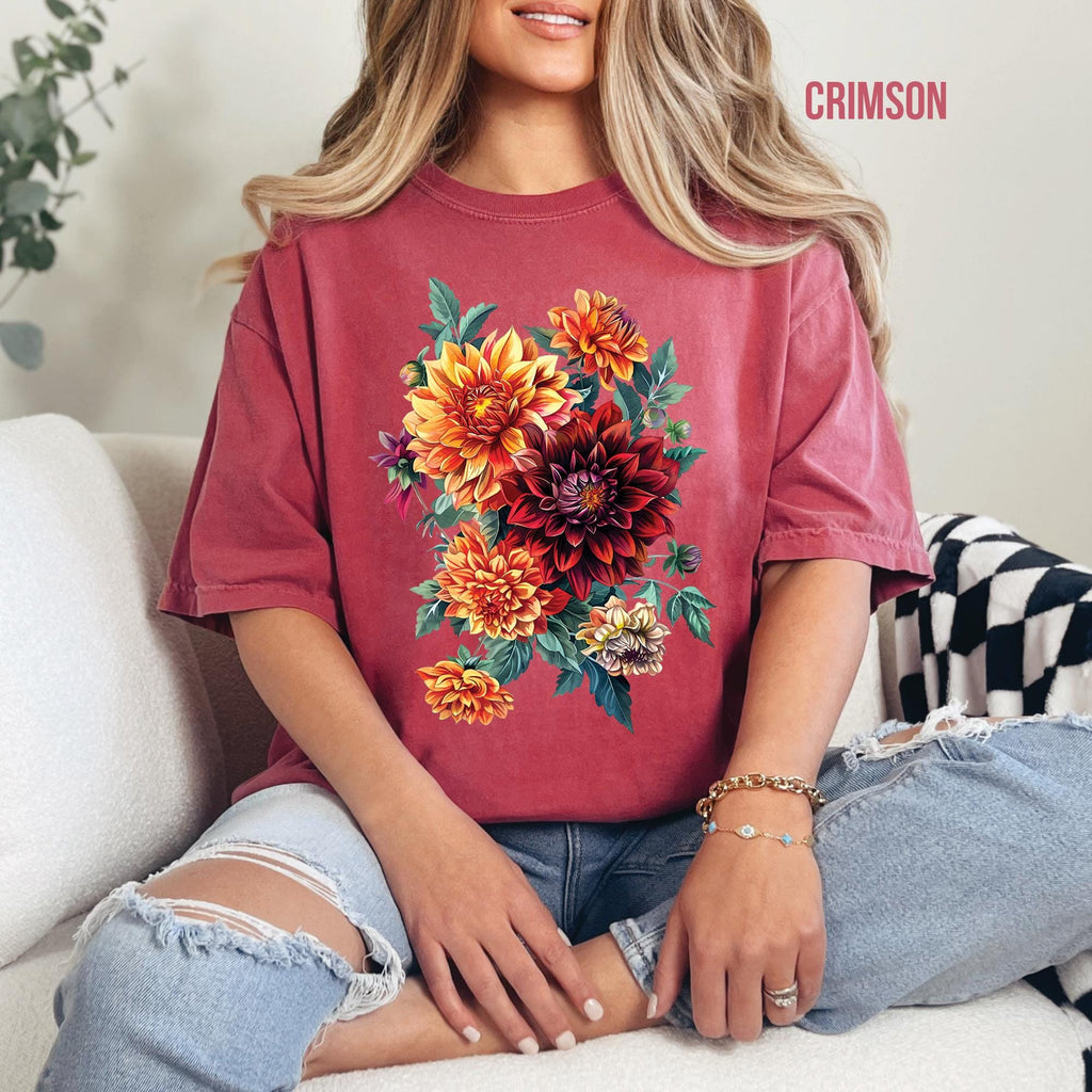 Dahlia Flowers Floral T-Shirt