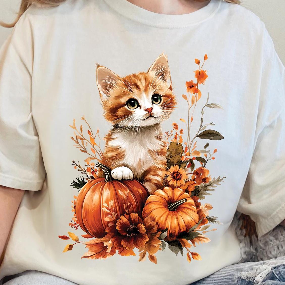 Kitten Pumpkins Autumn Fall Shirt