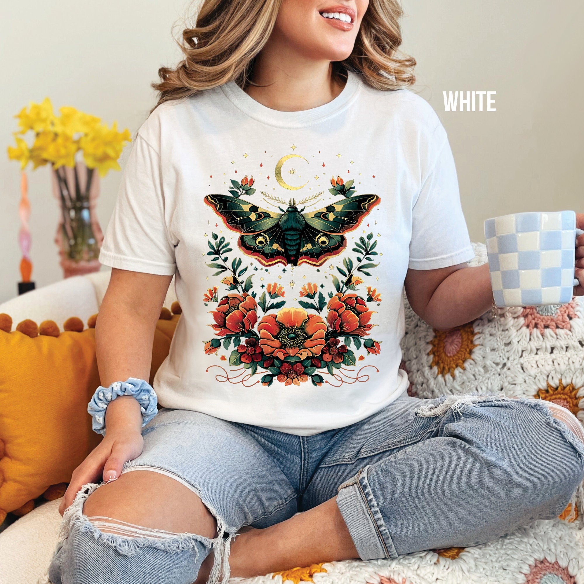 Celestial Moth Flowers Shirt