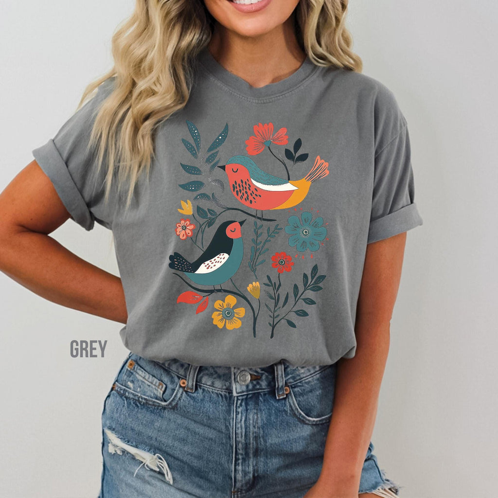 Scandinavian Folk Art Birds T-Shirt