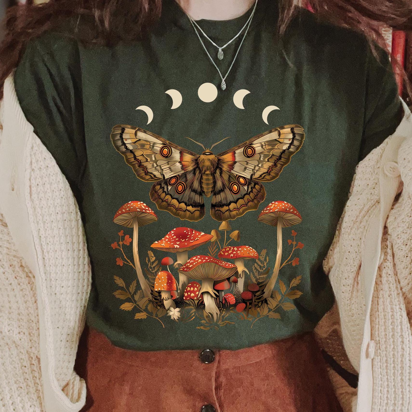 Goblincore Moth Moonphase Mushrooms Shirt