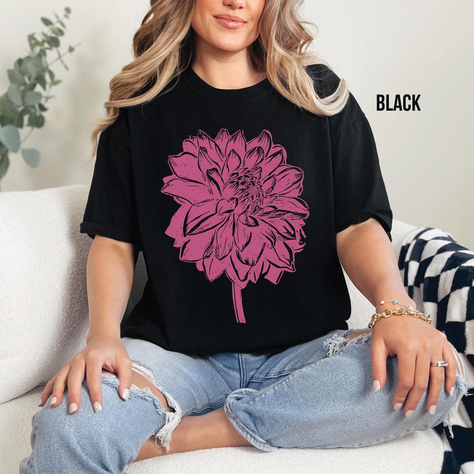 Vintage Dahlia Flower T-Shirt