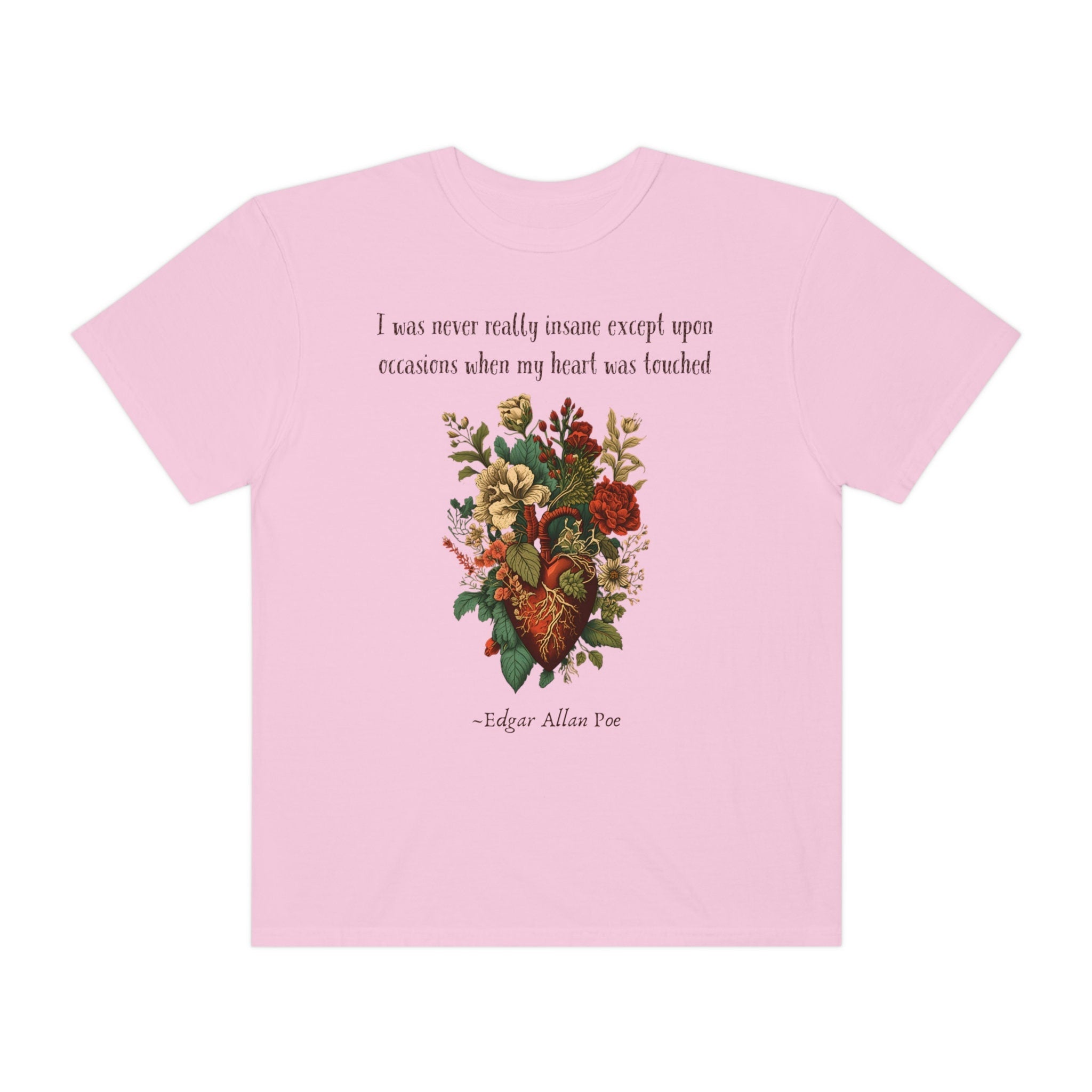 Edgar Allan Poe Floral Heart Shirt