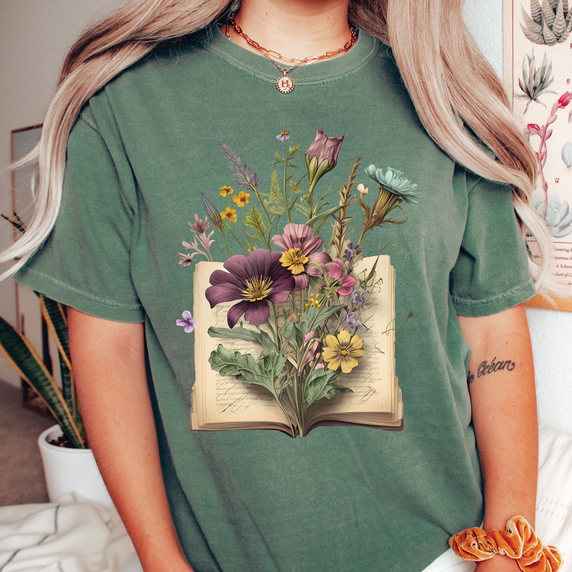 Floral Books T-Shirt
