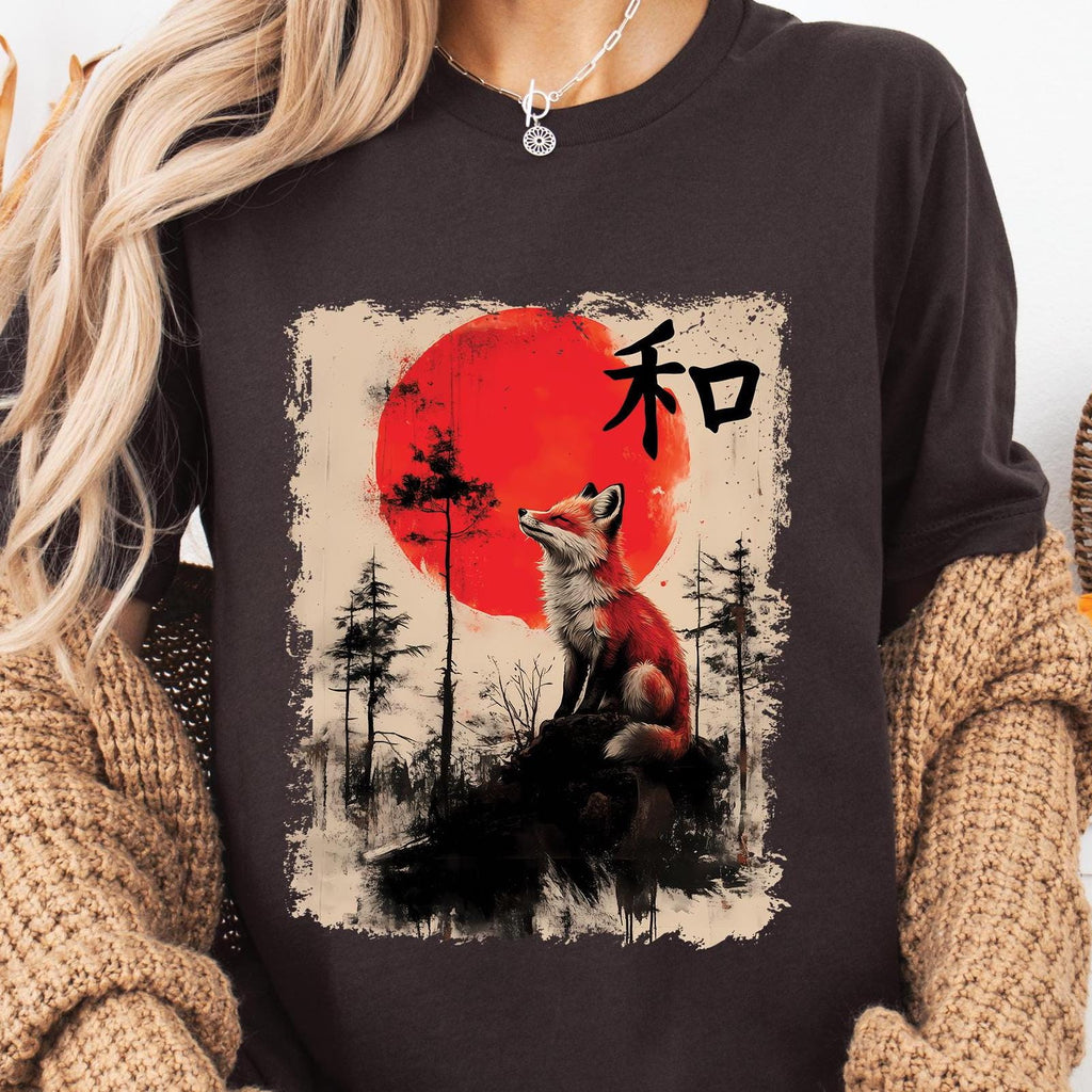Japanese Fox Kitsune Sakura Cherry Blossom T-Shirt