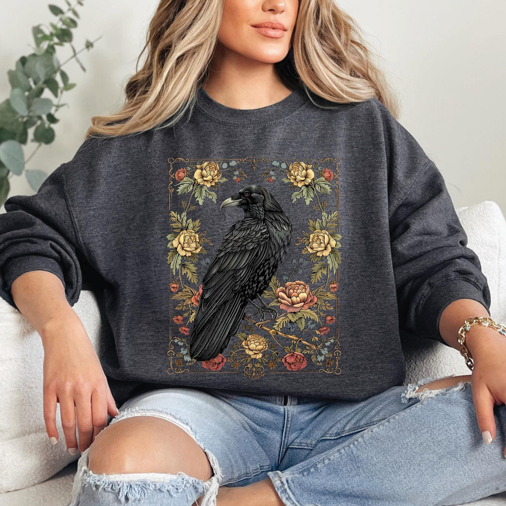 Gothic Raven Roses Sweatshirt