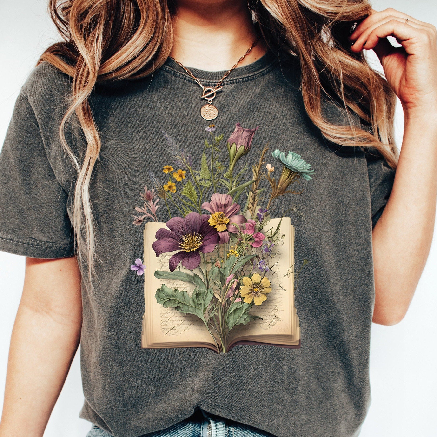 Floral Books T-Shirt