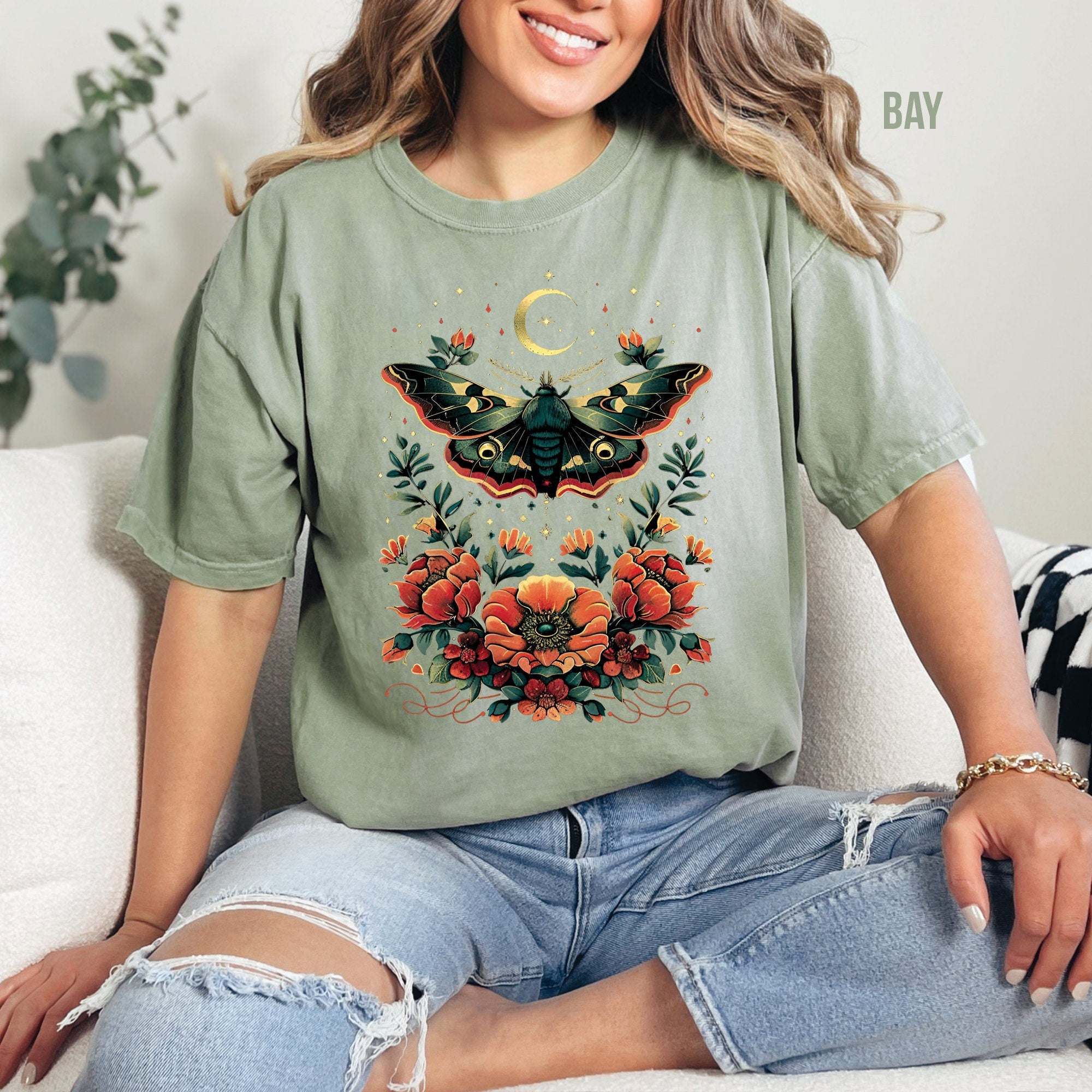 Celestial Moth Flowers Shirt