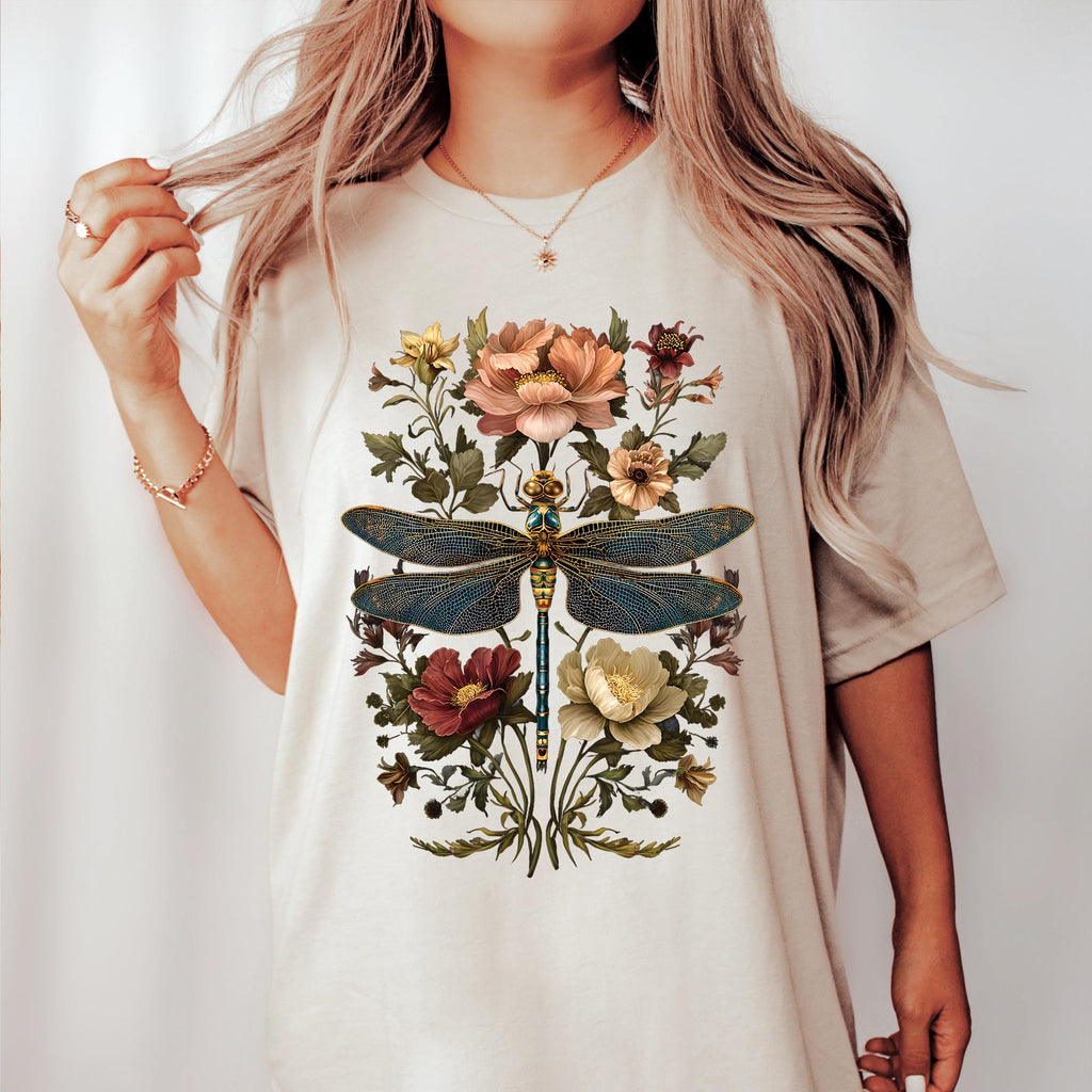 Boho Floral Dragonfly T-Shirt