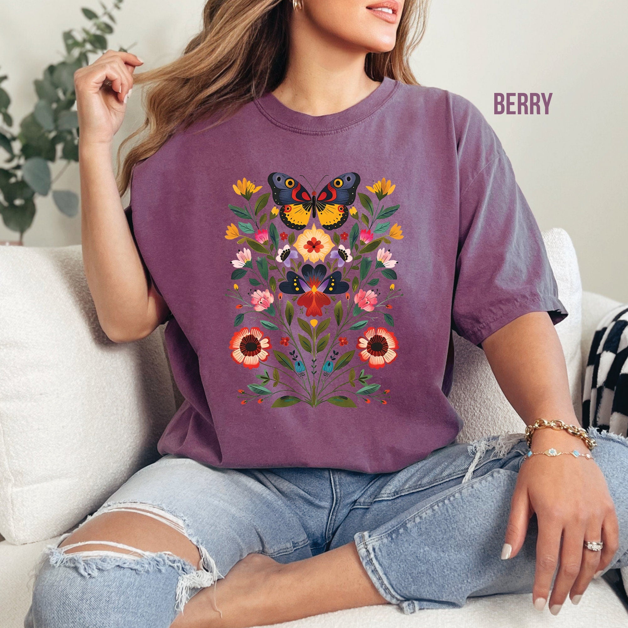 Butterflies and Flowers Shirt