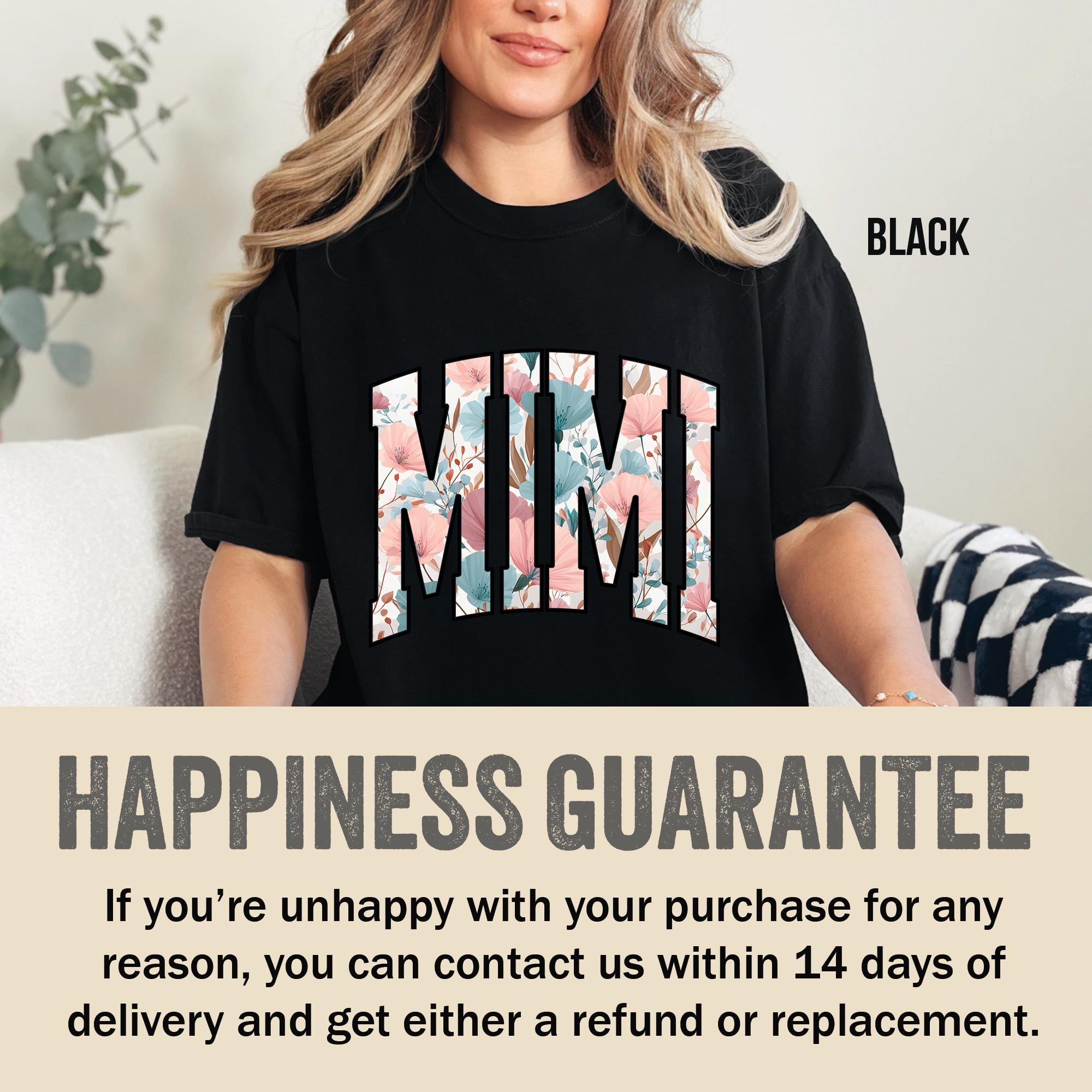 Mimi Grandma Floral Comfort Colors T-Shirt