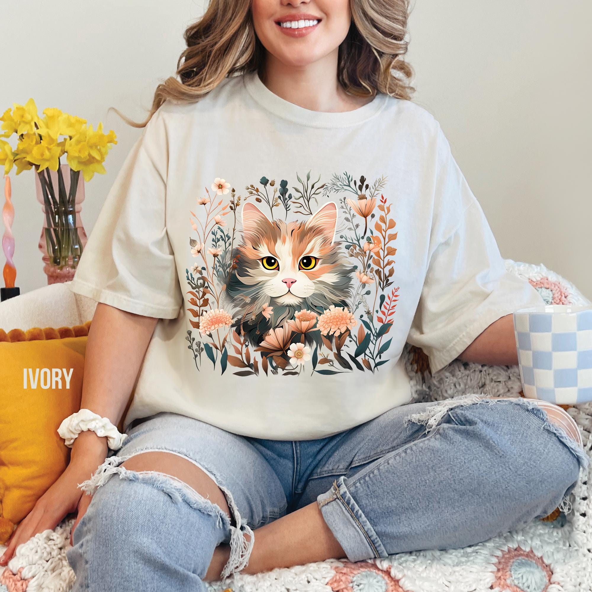 Floral Cat T-Shirt