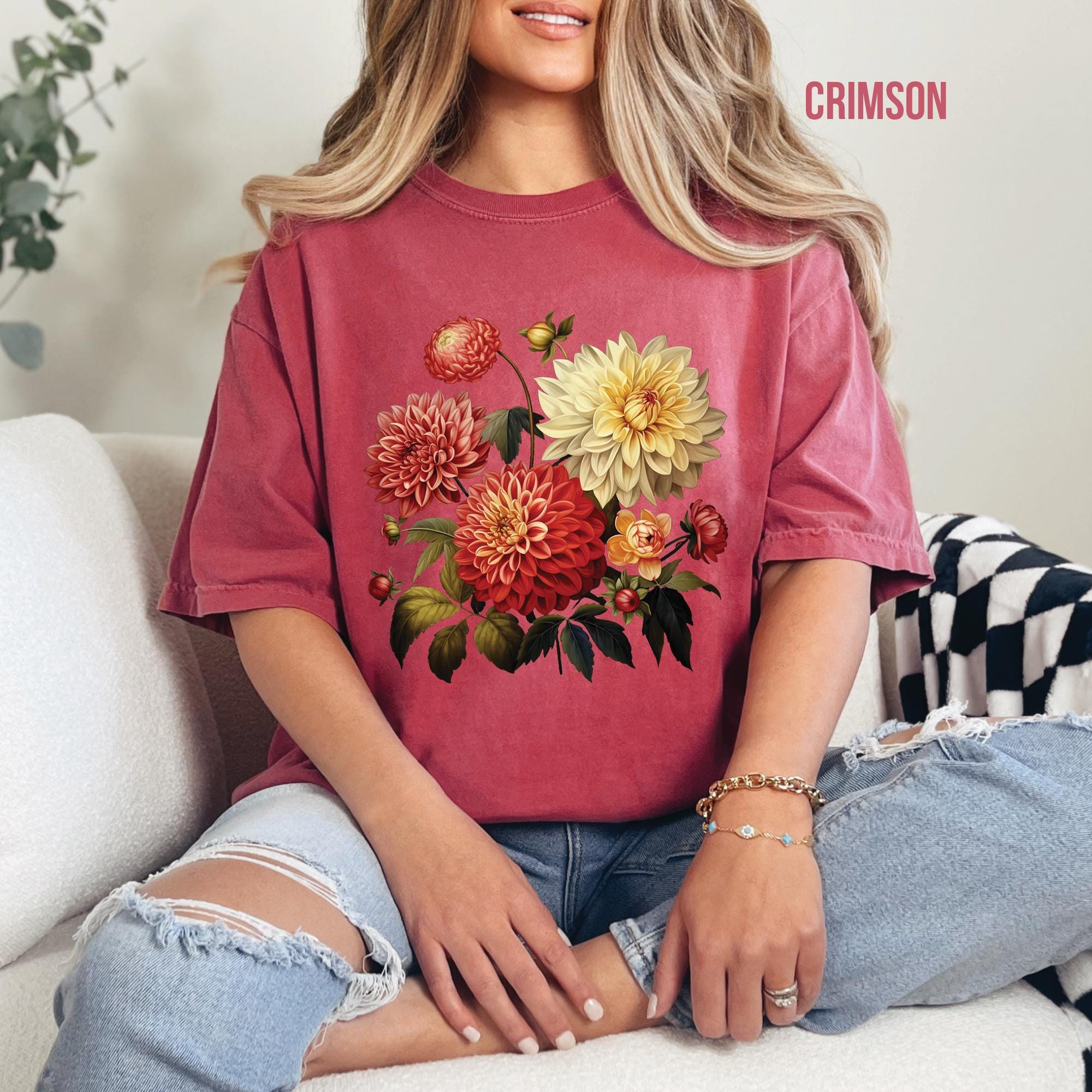 Vintage Dahlias Comfort Colors Shirt