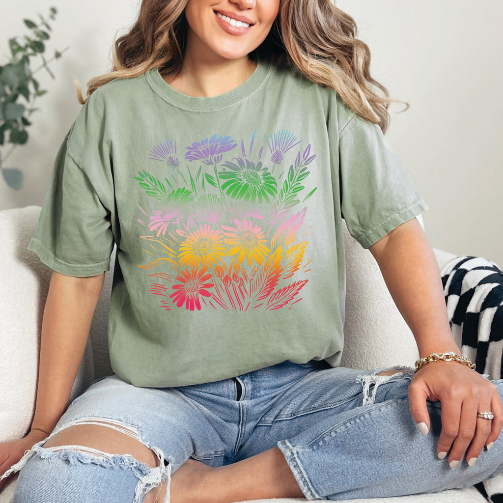 Boho Rainbow Flowers T-Shirt