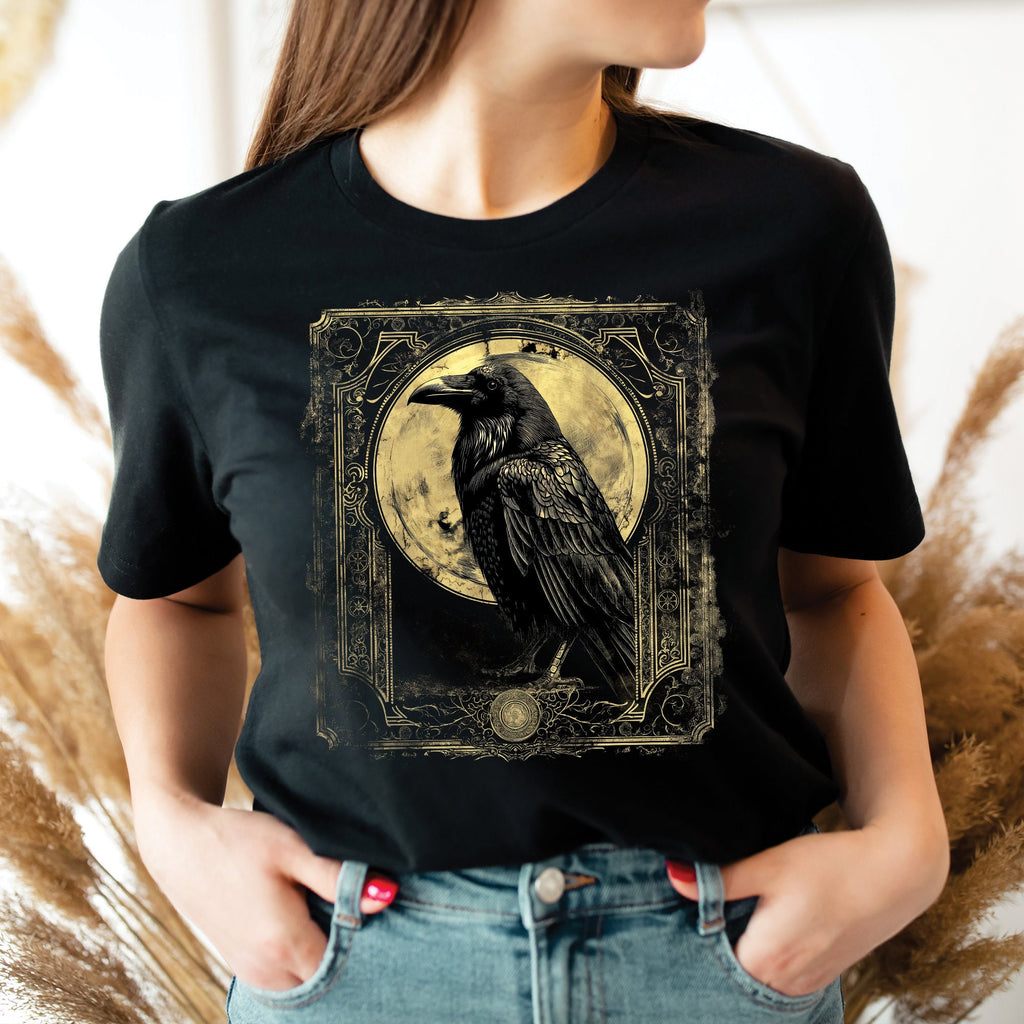 Gothic Raven Vintage Tarot Card T-Shirt