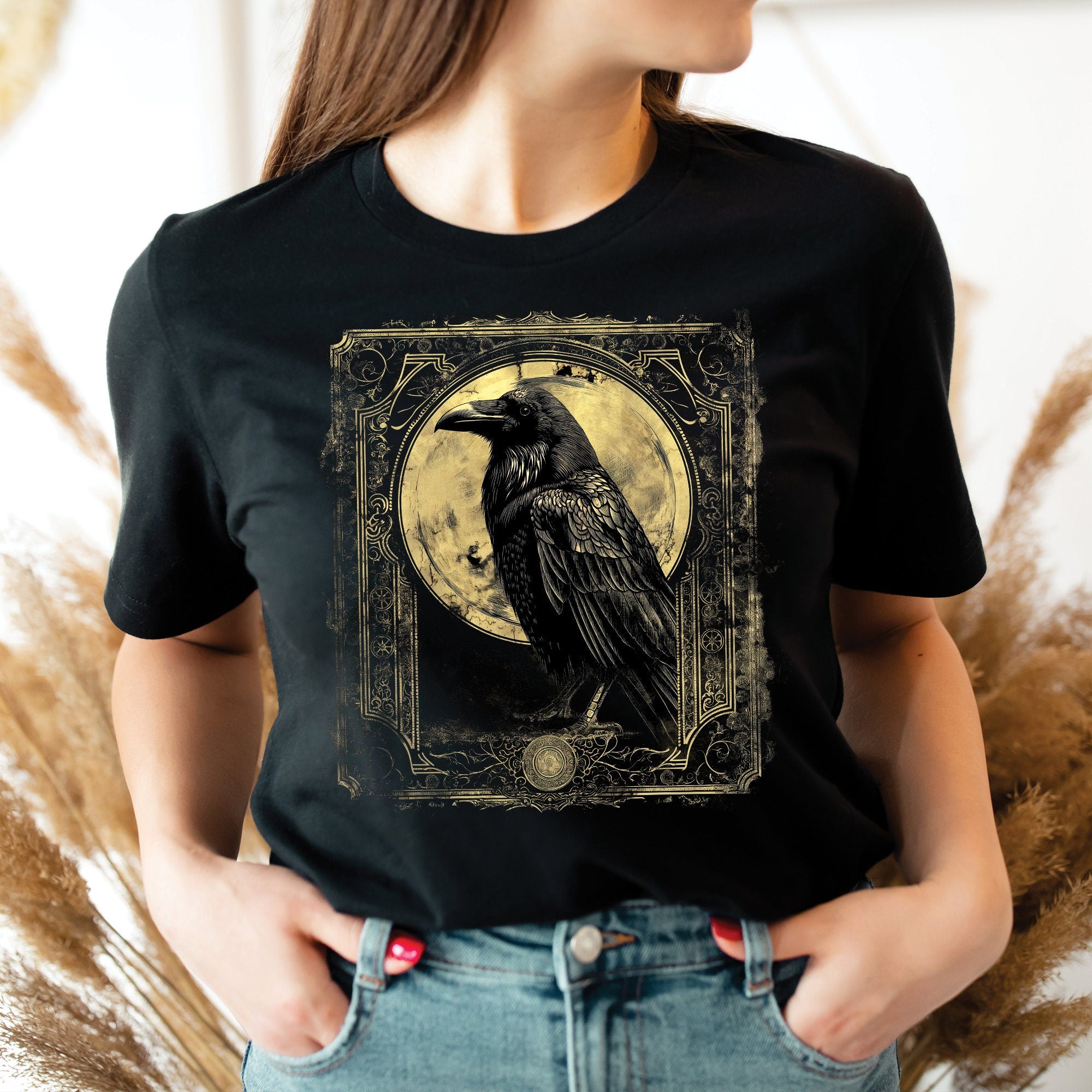 Gothic Raven Vintage Tarot Card T-Shirt