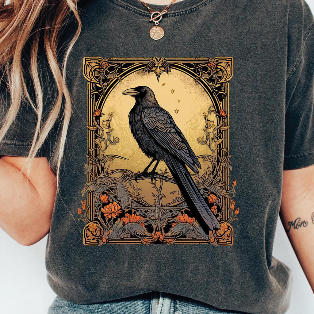 Gothic Raven Tarot Card T-Shirt