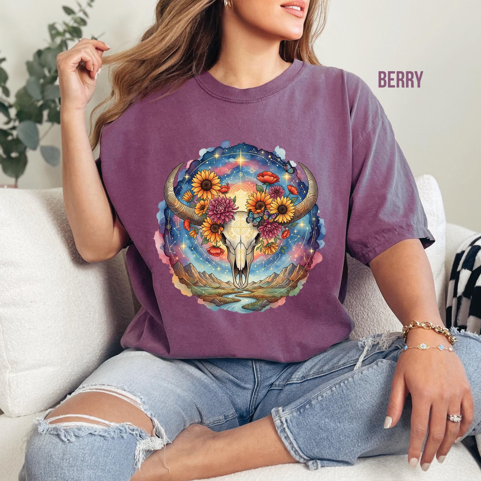 Boho Cow Skull T-shirt