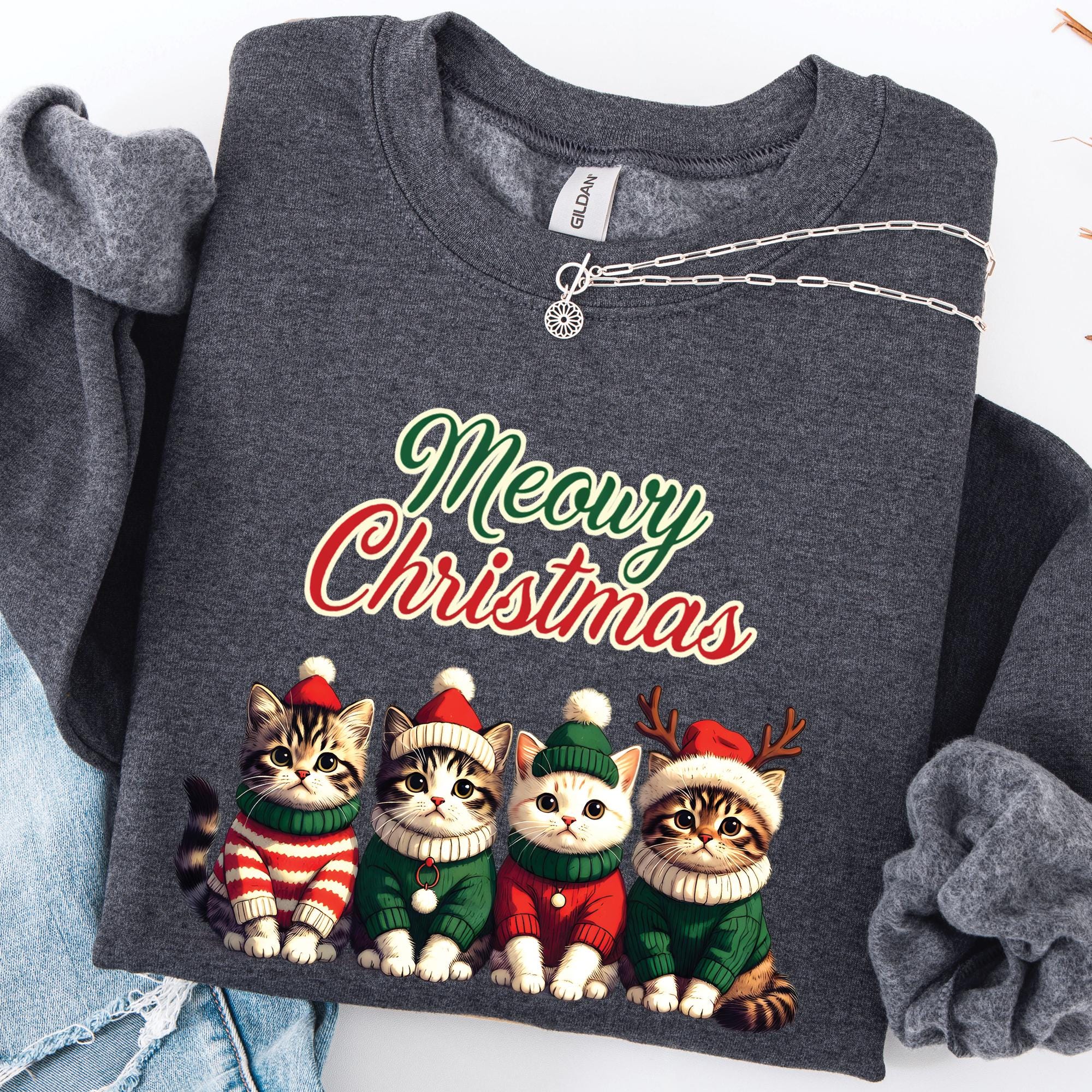 Meowy Christmas Cat Sweatshirt