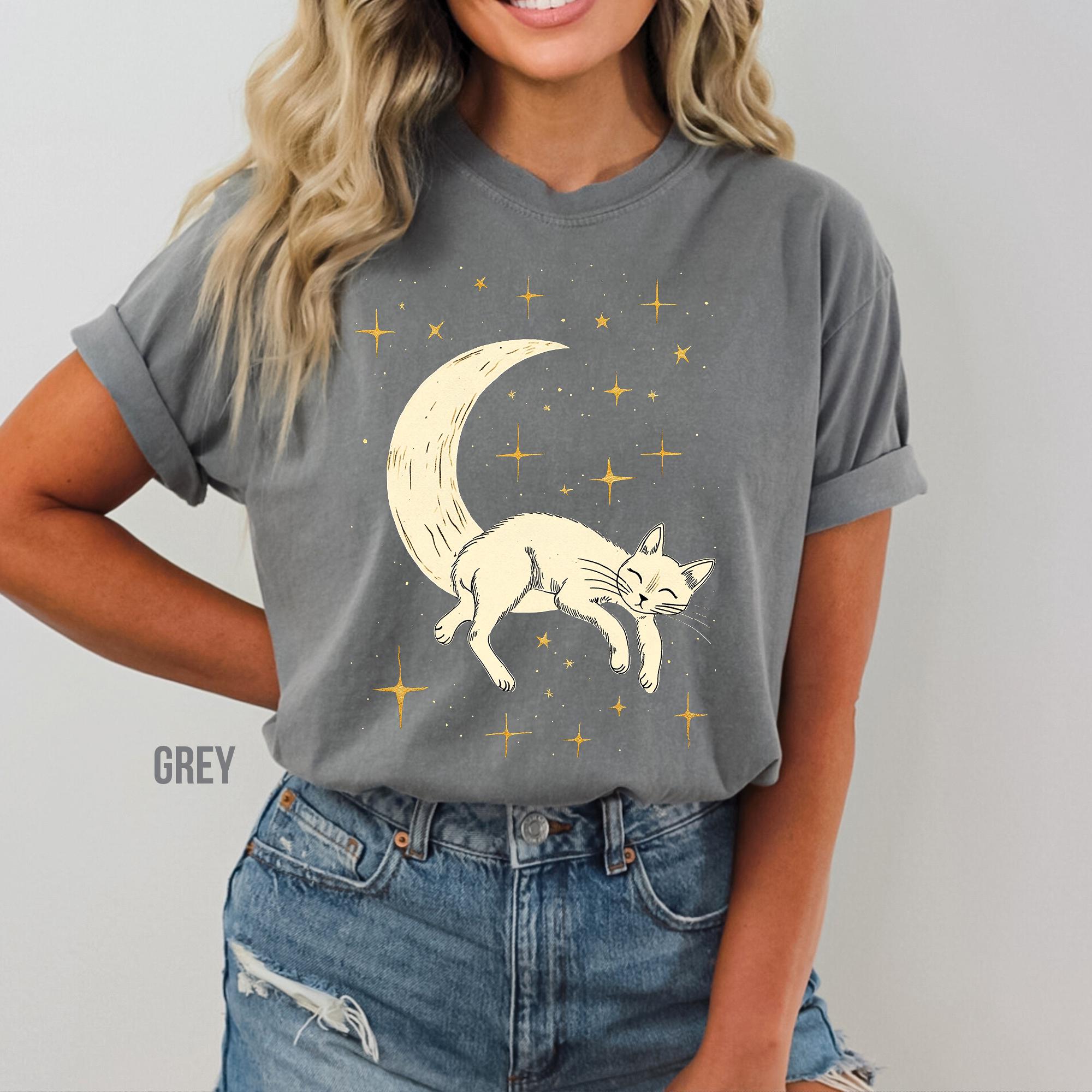 Celestial Moon & Stars Cat T-Shirt