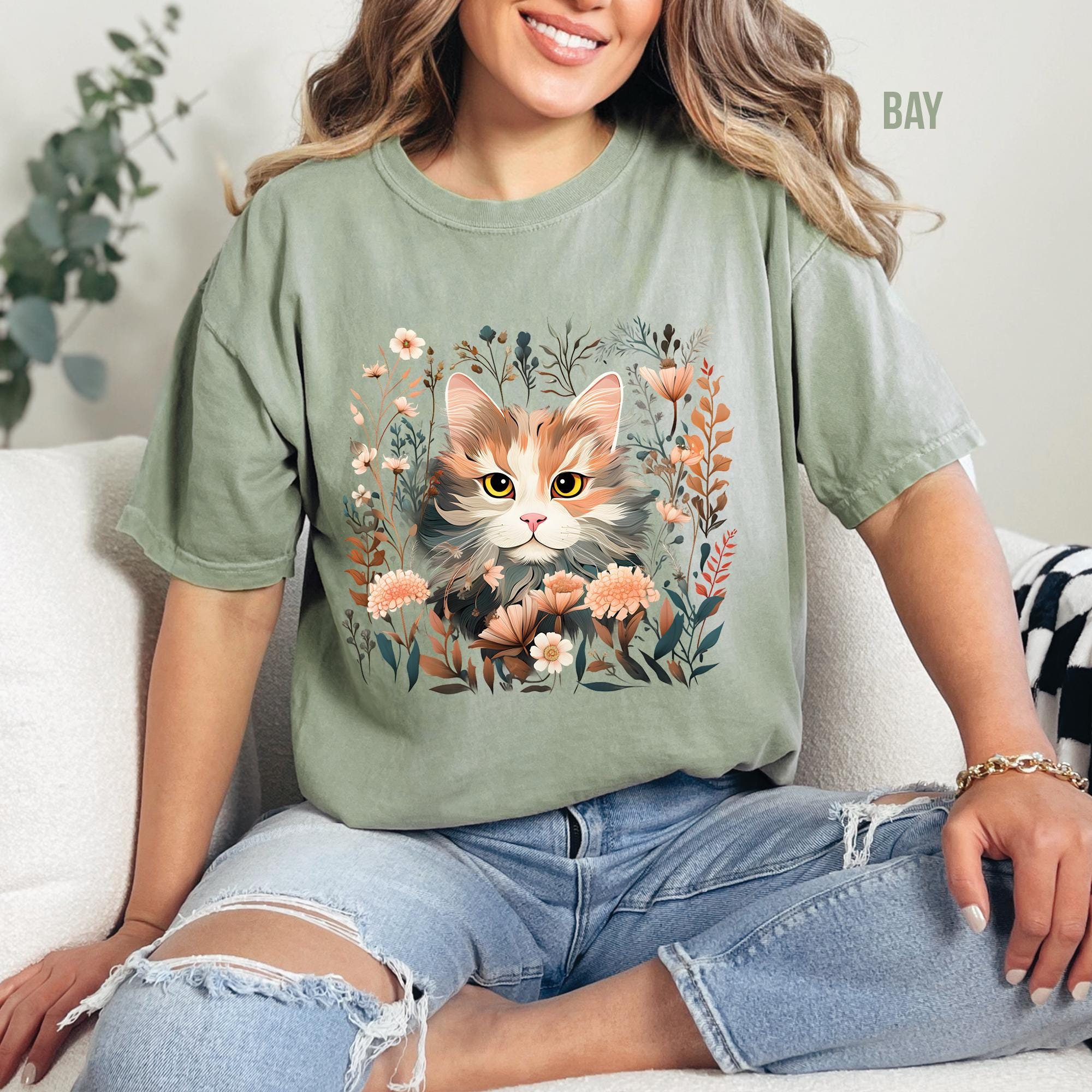 Floral Cat T-Shirt