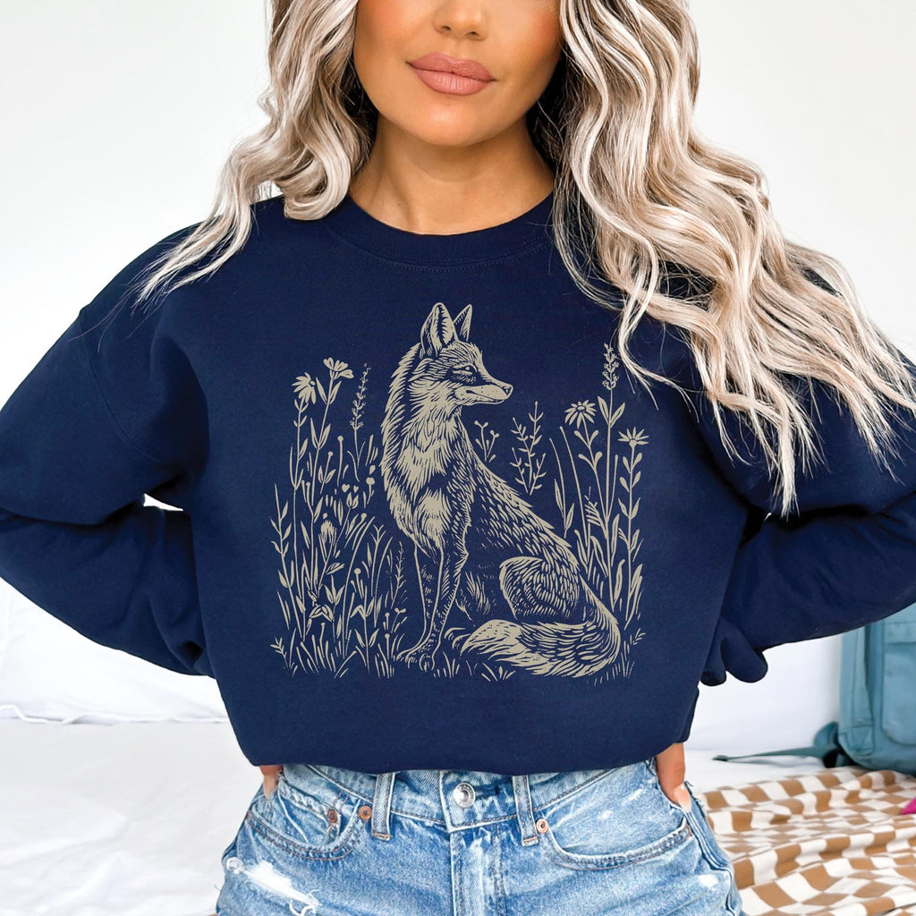 Vintage Woodcut Fox Sweatshirt