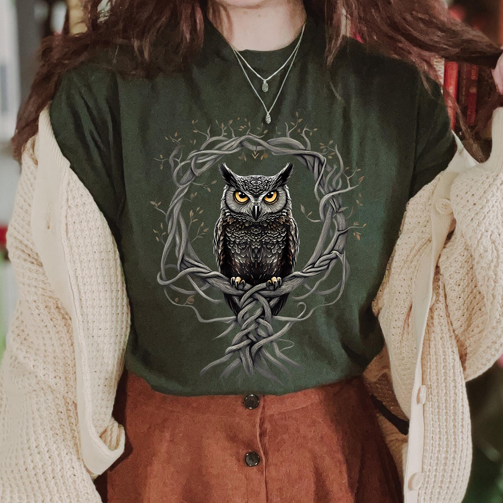Celtic Yggdrasil Owl T-Shirt