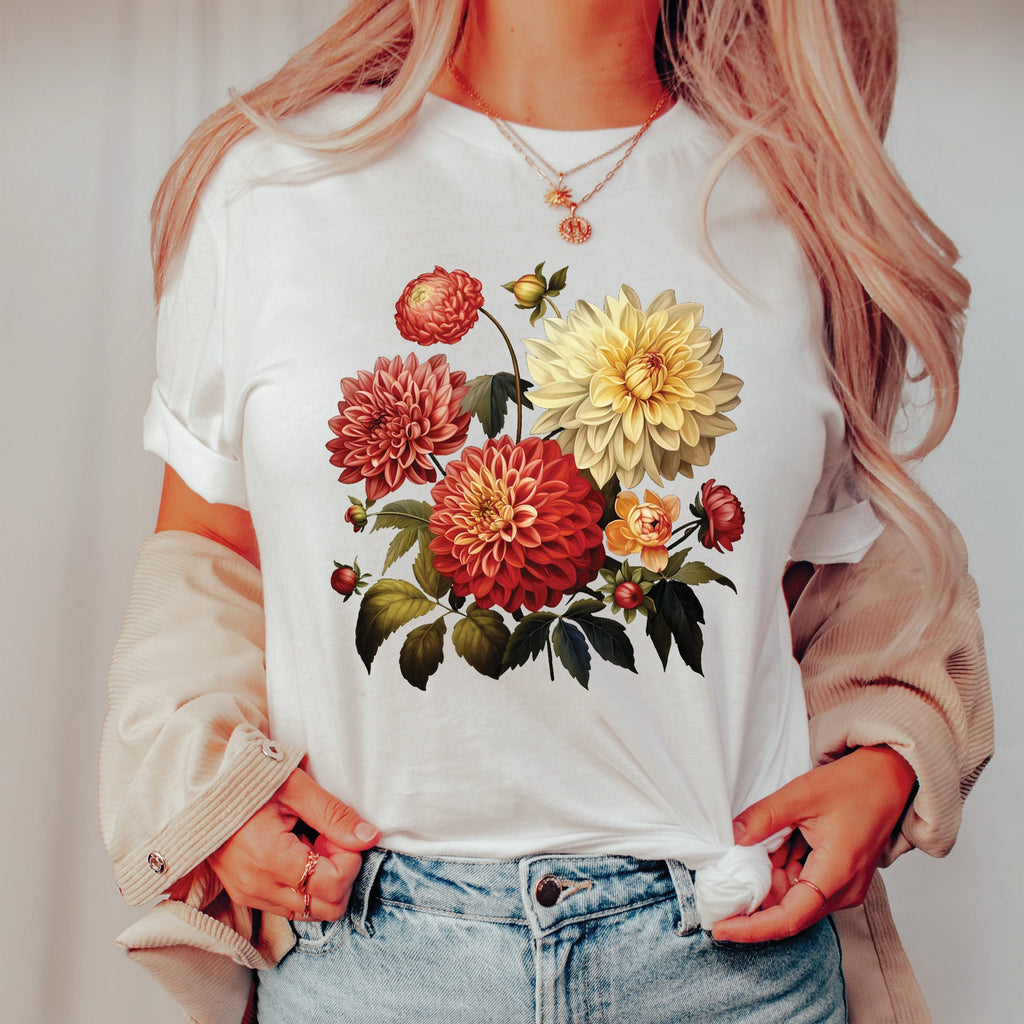Vintage Dahlias Flowers Shirt