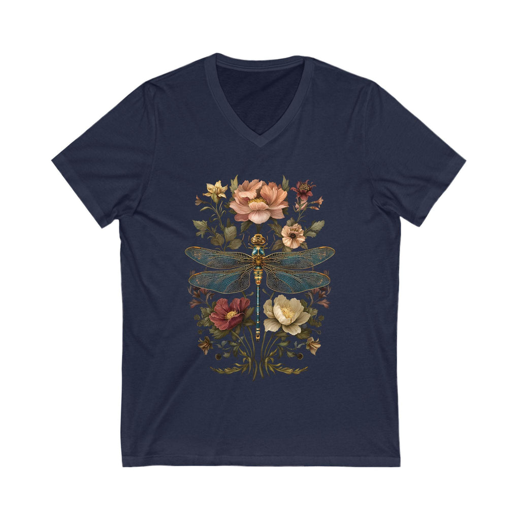 Dragonfly Floral V-neck Shirt