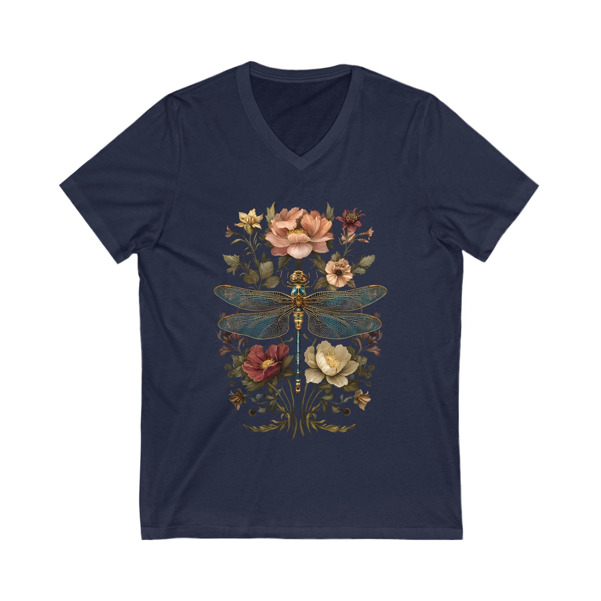 Dragonfly Floral V-neck Shirt