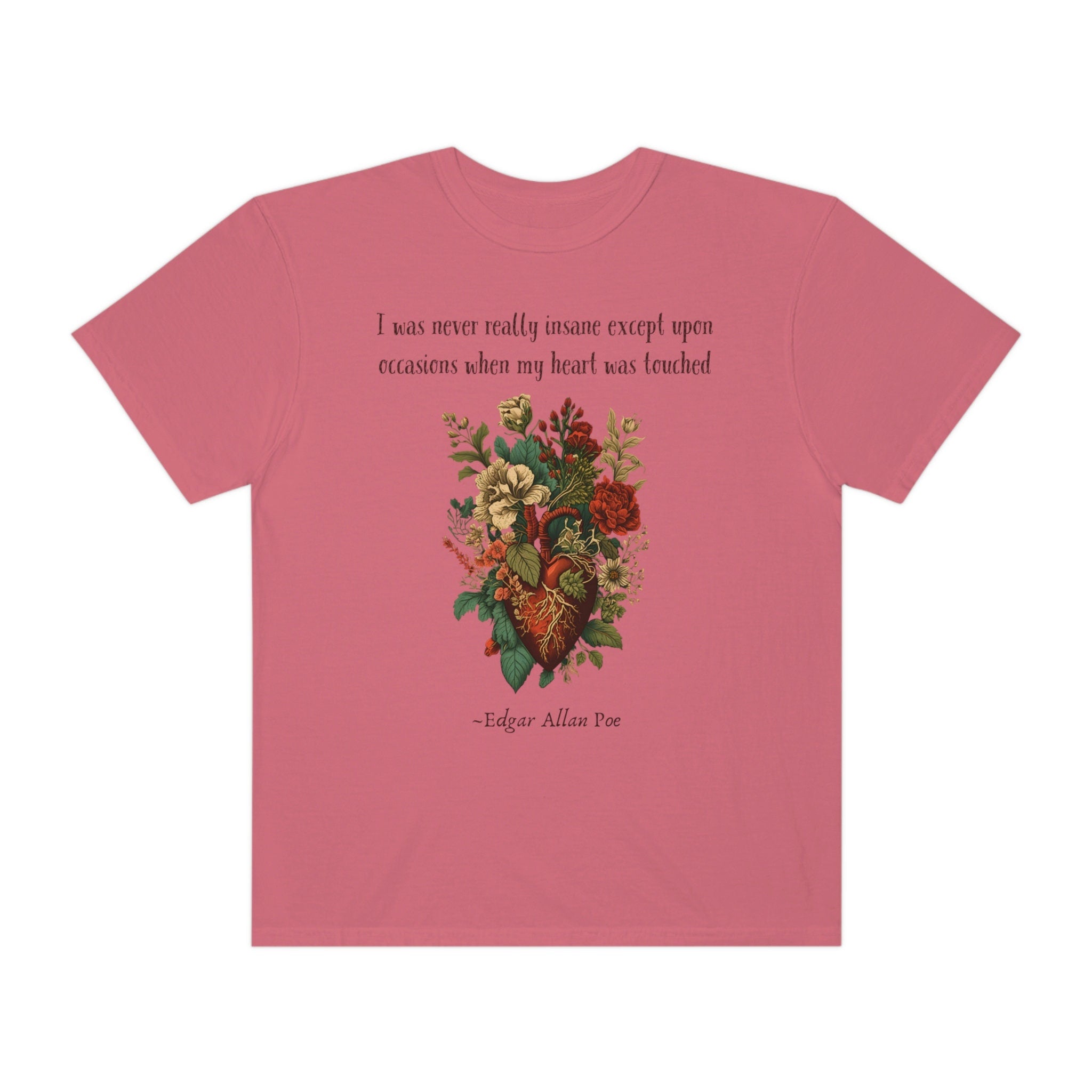 Edgar Allan Poe Floral Heart Shirt