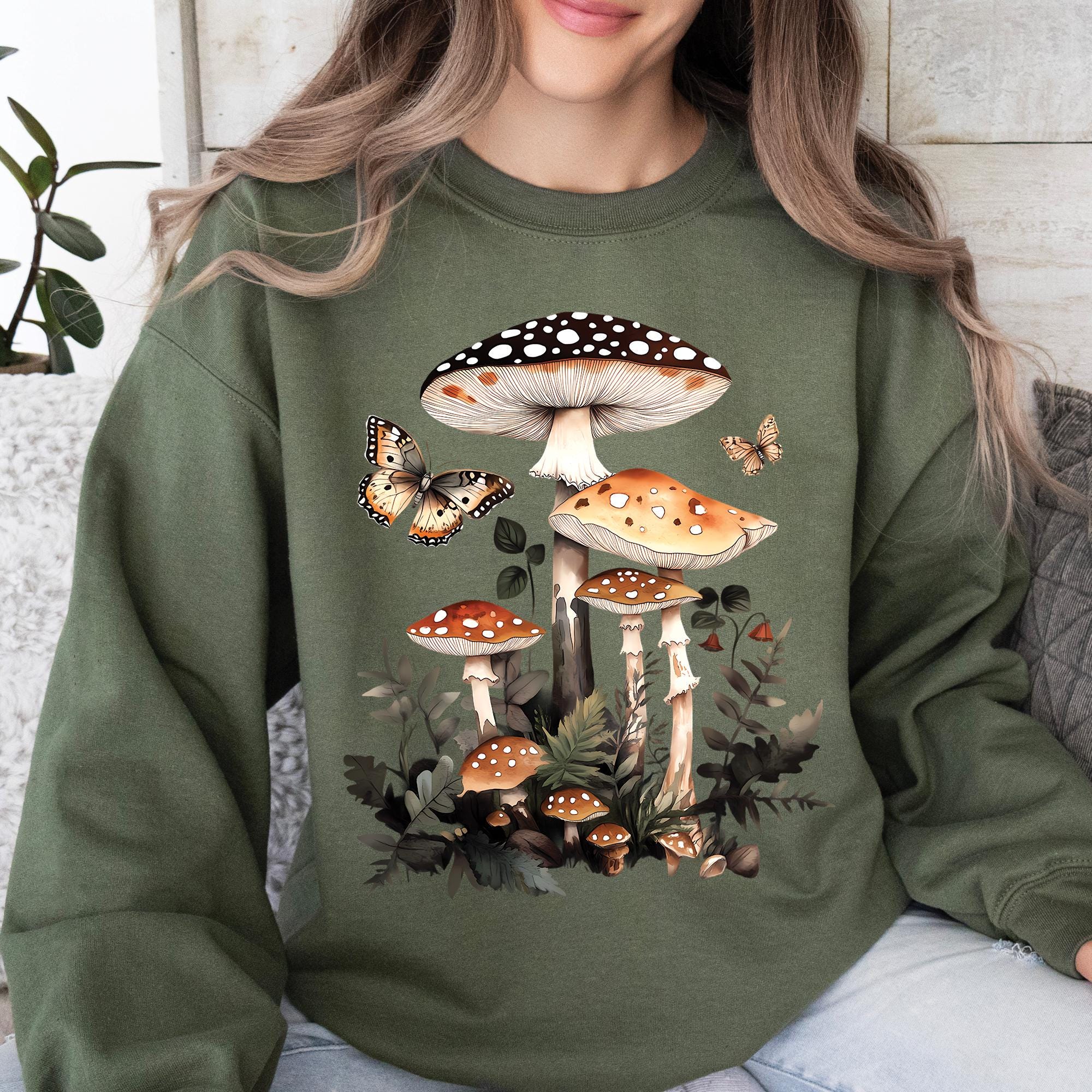 Cottagecore Butterfly Mushrooms Sweatshirt