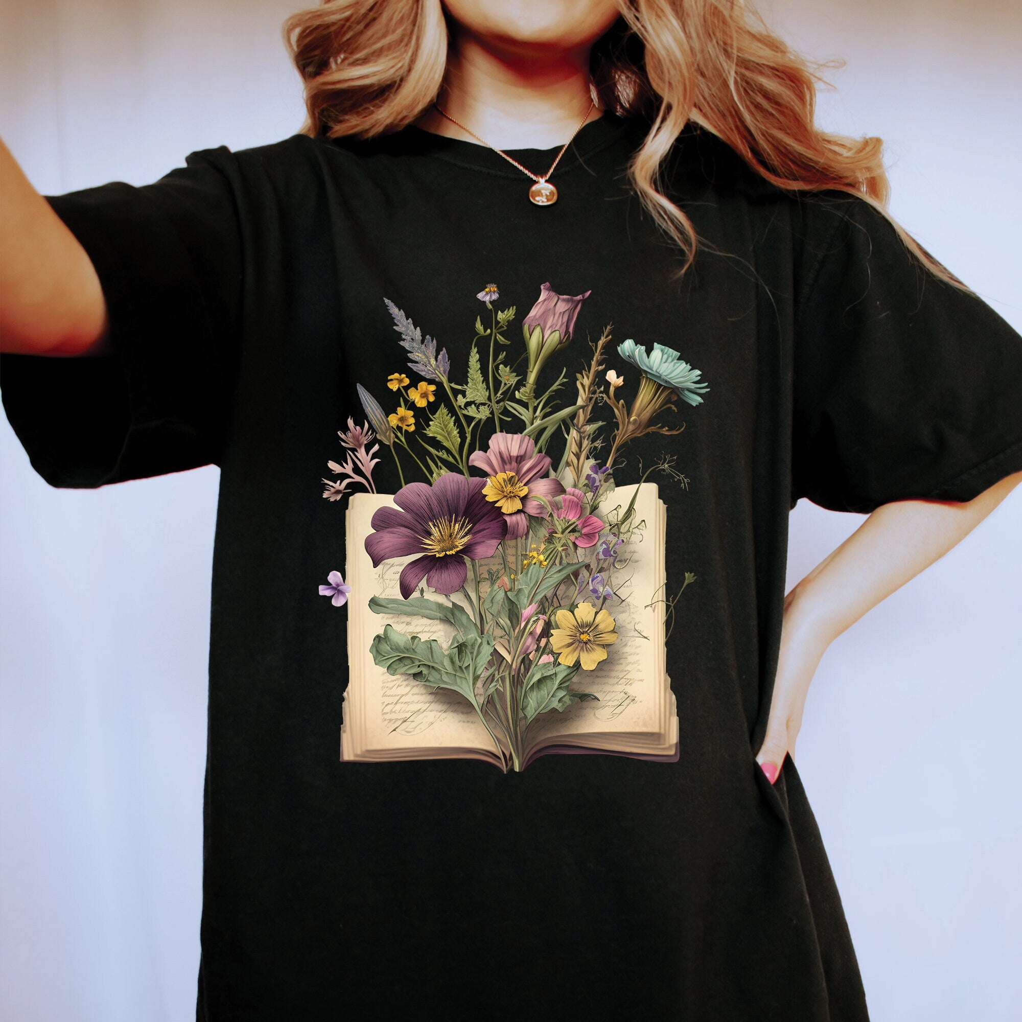 Floral Books T-Shirt