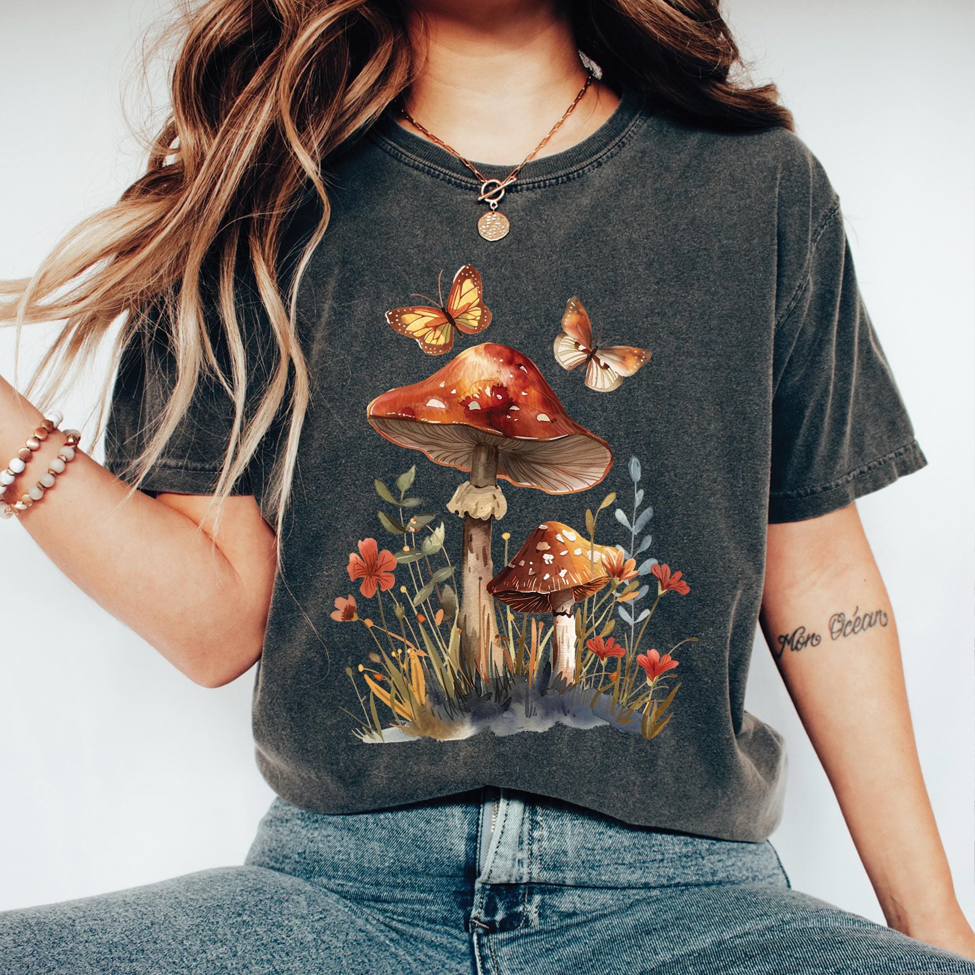 Butterflies Mushroom T-Shirt