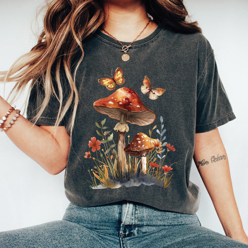 Butterflies Mushroom T-Shirt