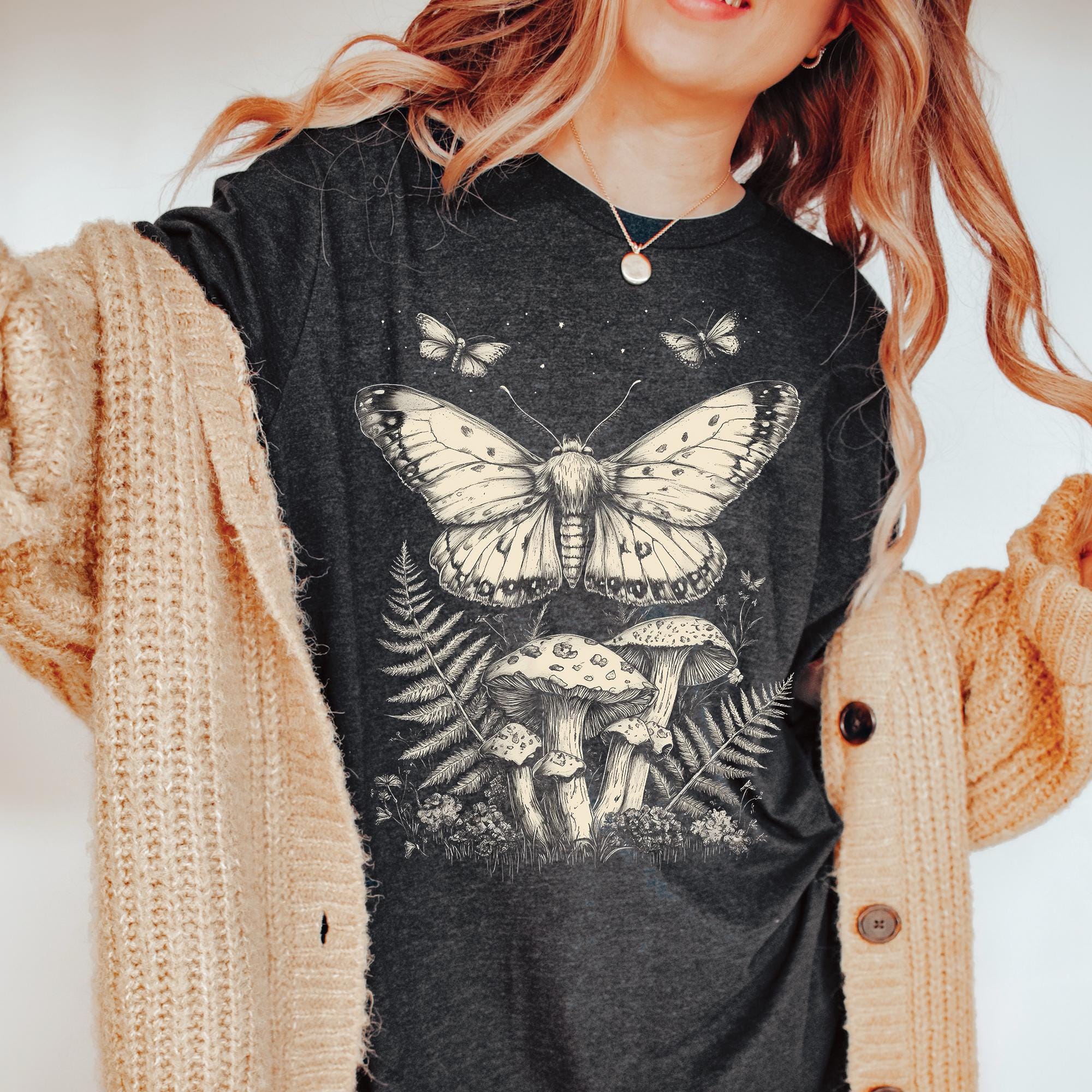 Moth and Mushroom Graphic Shirt