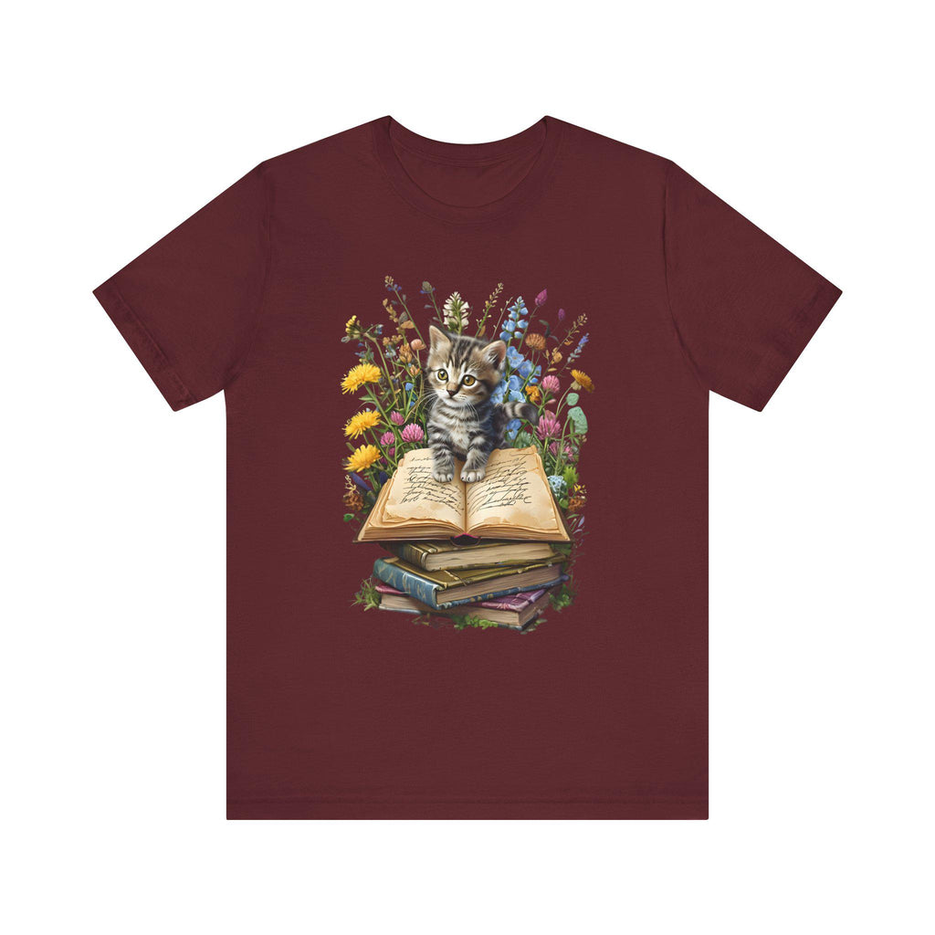 Floral Cat Book T-Shirt