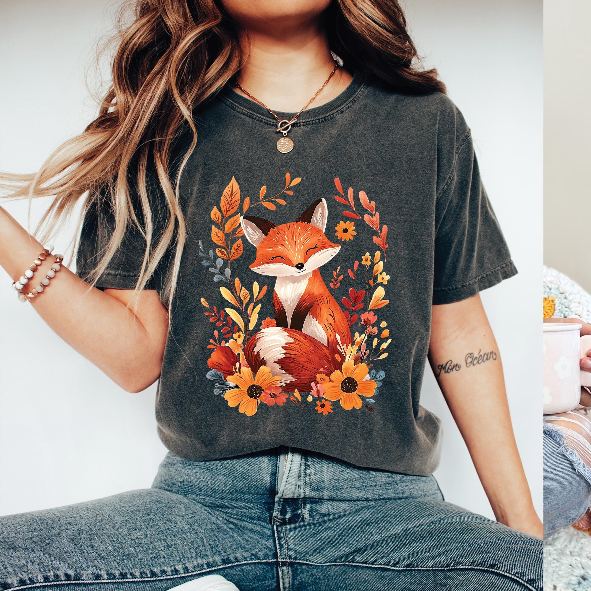Autumn Floral Fox T-Shirt