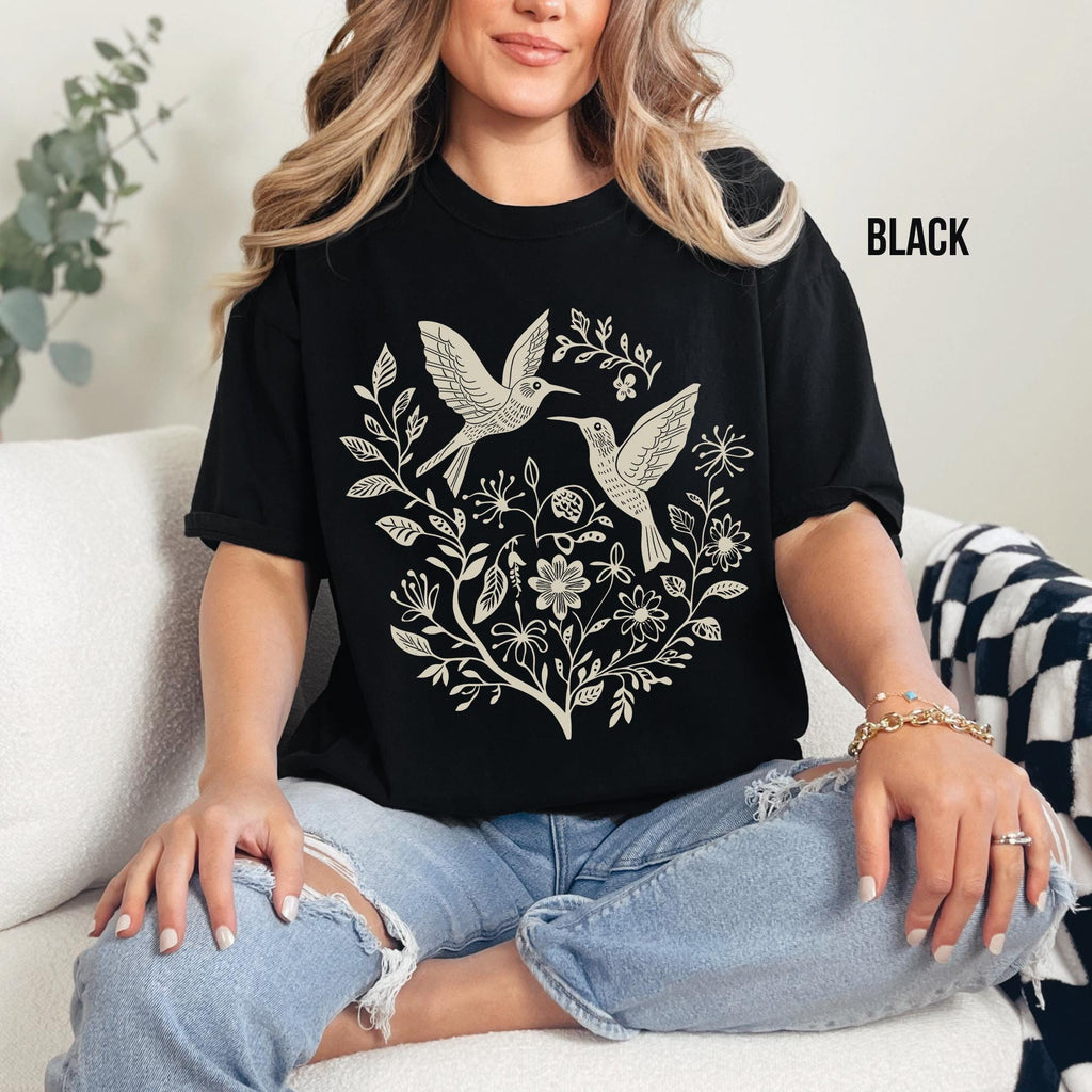 Folk Art Birds and Flowers Shirt