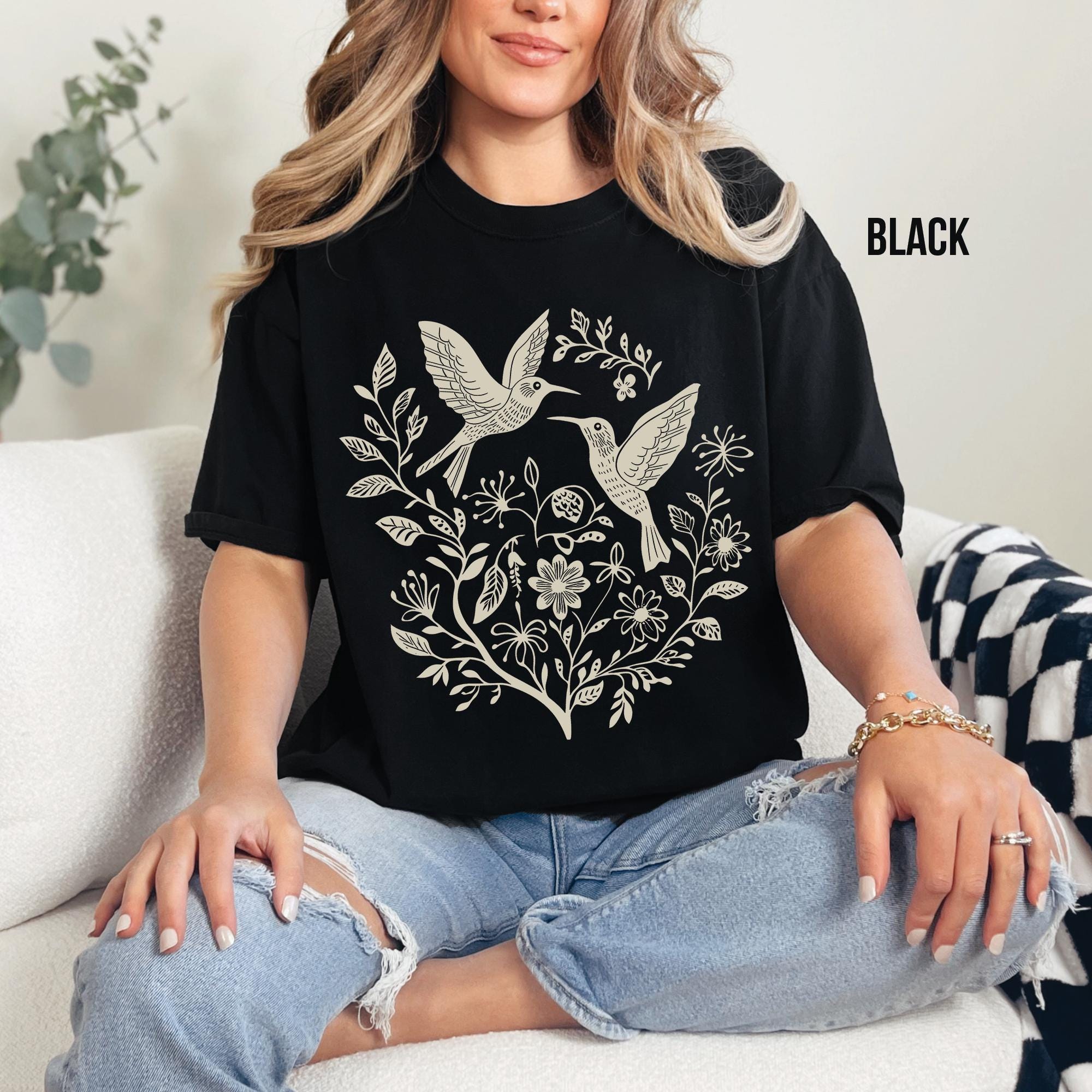 Folk Art Birds and Flowers Shirt