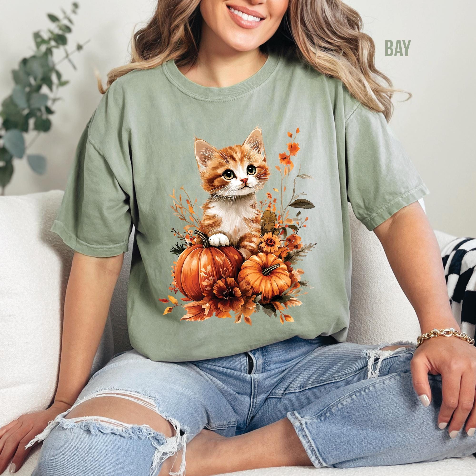 Kitten Pumpkins Autumn Fall Shirt