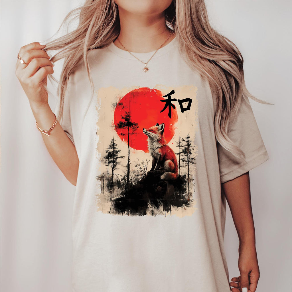 Japanese Fox Kitsune Sakura Cherry Blossom T-Shirt