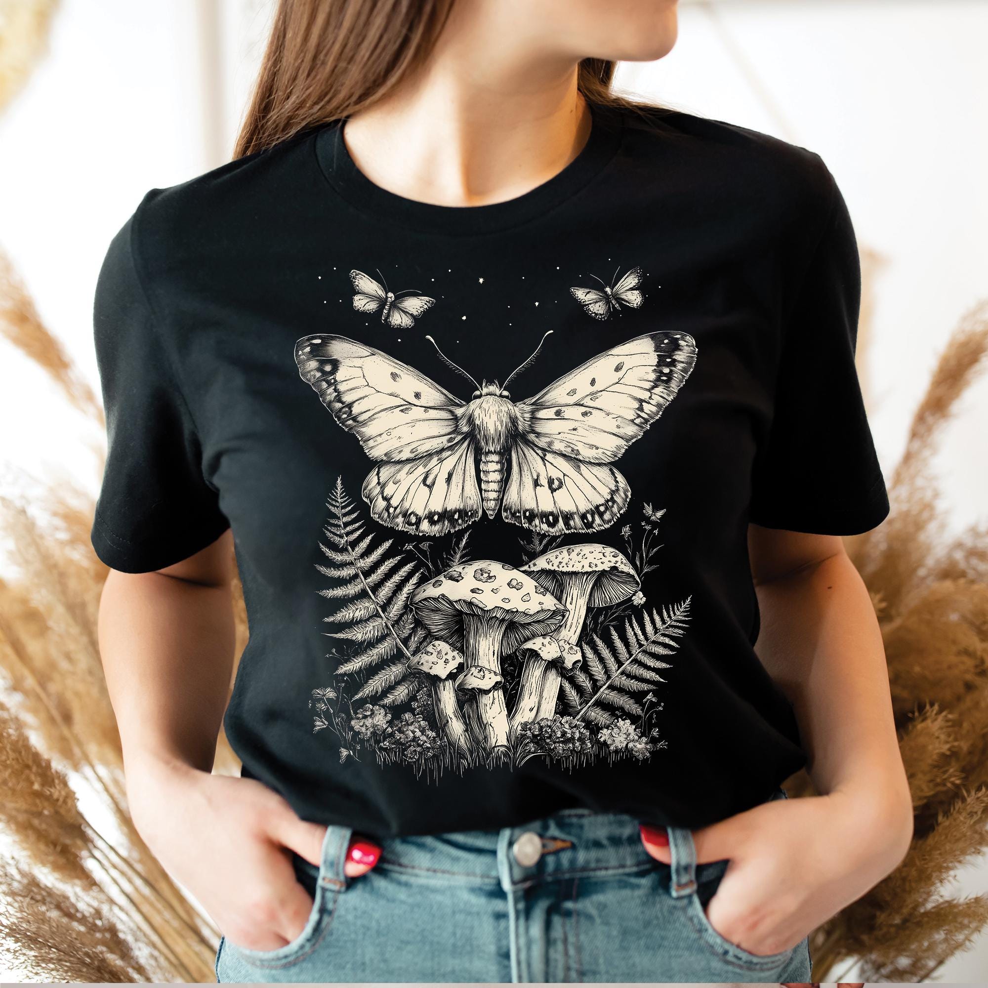 Moth and Mushroom Graphic Shirt