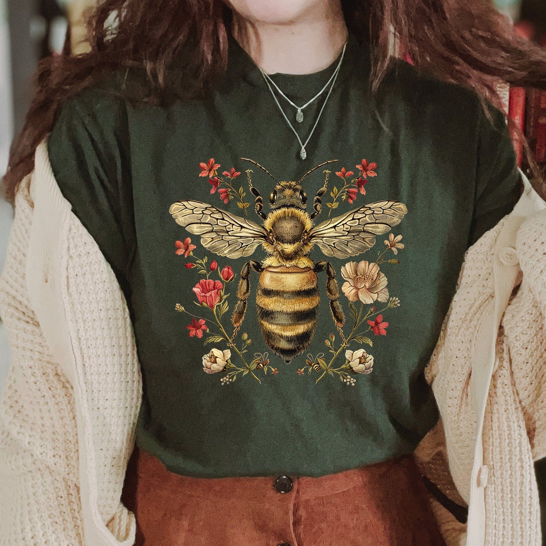 Vintage Floral Bee T-Shirt